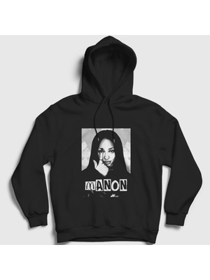 Presmono Unisex Siyah Manon K Pop Katseye Kapüşonlu Sweatshirt