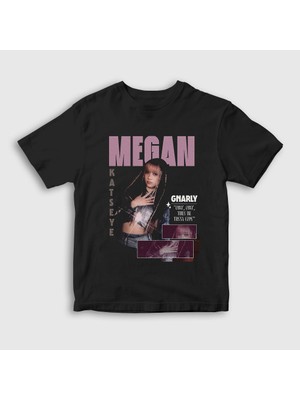 Presmono Unisex Çocuk Siyah Megan K Pop Katseye T-Shirt
