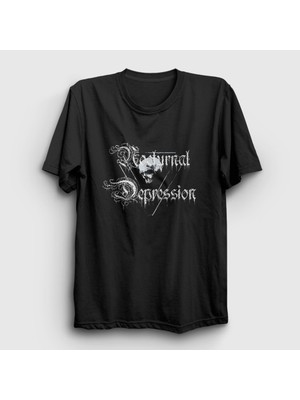 Presmono Unisex Siyah Skull Nocturnal Depression T-Shirt
