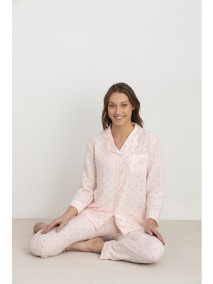 Dofi Kadın Düğmeli Biyeli Pijama Takımı – Aerobin Kumaş, 3 Desen