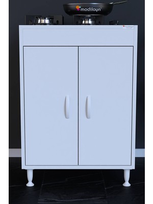 Lina Vella Home Orkide 60 cm Gömme Ocak Uyumlu 2 Kapaklı Mutfak Dolabı 60X85X56