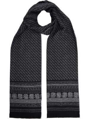 Tudors Erkek Kışlık Atkı Desenli Siyah Renk ile Soğuk Havalara Karşı Koruma