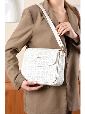 Just Polo Monogram Baskılı Kadın El ve Omuz Çantası