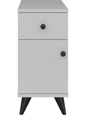 Dienni Simple Komodin Tek Raflı Tek Çekmeceli Tek Kapaklı 30X44X64 Beyaz