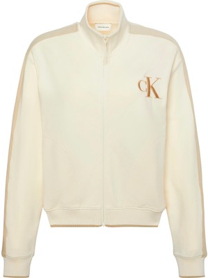 Calvin Klein Kadın Krem Calvin Klein Ls Stretch Terry Fz Track Jacket Kadın Krem Sweatshirt