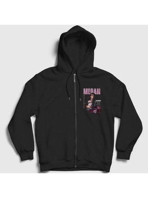 Presmono Unisex Siyah Megan K Pop Katseye Fermuarlı Kapüşonlu Sweatshirt