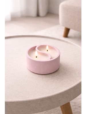 Sevdalya Beton Mumluk - Çift Fitilli Doğal Mum, Pembe Phos Koleksiyonu