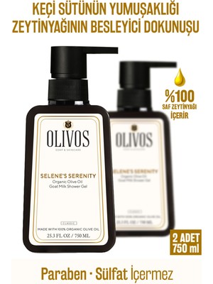 Olivos Doğal Zeytinyağlı Keçi Sütlü Banyo ve Duş Jeli Keçi Sütü Zeytinyağı Cilt Nemlendirici 2 Adet 750ML