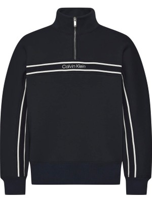 Calvin Klein Erkek Siyah Calvin Klein Ls Cotton Spacer Strıpe Rıb Qtr Erkek Siyah Sweatshirt