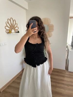 Nihanello Butik Fırfırlı Dantel Bluz