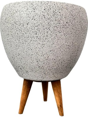 Shop A Way Ev Dekorasyon Beyaz Granit Toprak Saksı Saksılık Salon Çiçeklik 3 Ayaklı - 15 cm