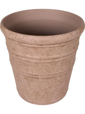 Shop A Way Herdekora Oval Iç ve Dış Mekan Saksı Vizon Mini Boy 35,5X35,5X34,5 Cm.