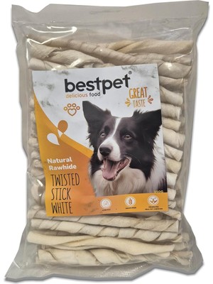 Shop A Way Bestpet Twisted Stick WHITE,%100 Doğal Beyaz Burgu Köpek Ödül Çubuğu 350 gr