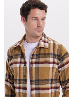 Tudors Erkek Slim Fit Dar Kesim Kareli Kışlık Oduncu Gömlek