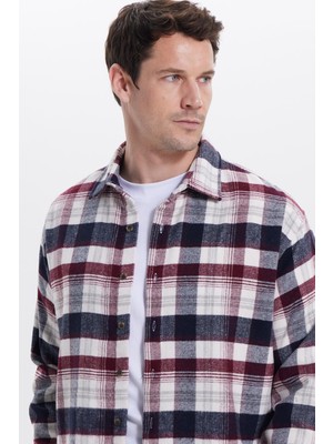Tudors Erkek Relax Fit Rahat Kesim Kışlık Kareli Oduncu Gömlek