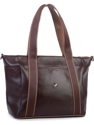 Vera Çanta Nas Bag Kadın Extra Büyük Omuz Çantası ve Spor Çantası ( 46X36 cm ) Kahve Vizon Victoria