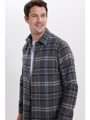 Tudors Erkek Slim Fit Dar Kesim Kareli Kışlık Oduncu Gömlek