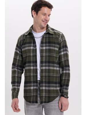 Tudors Erkek Slim Fit Dar Kesim Kareli Kışlık Oduncu Gömlek