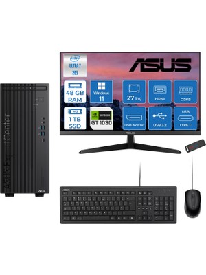 Asus Expertcenter B900MF Intel® Core™ Ultra 7 265 5.3ghz Aı 48GB Ddr5 1tb SSD 4GB/GT1030  27"Mon120Hz  WIN11PRO Mini Tower Masaüstü Bilgisayar B900MF10302721P18+ZETTAUSBBELLEK
