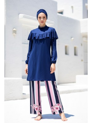 Marina Tam Kapalı Tesettür Mayo Lacivert M2012