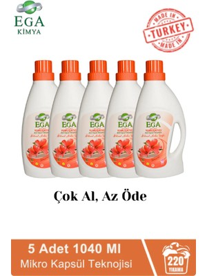 Ega Aktif Kapsül Teknolojili Amber Çamaşır Yumuşatıcısı 5 X 1040 ml 220 Yıkama