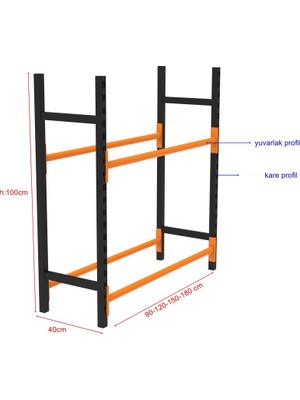 Rafburada 2 Katlı Midi Rack Lastik İstifleme Rafı
