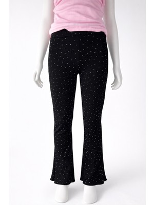 İncili Taş Detaylı Ispanyol Paça Kız Çocuk Tayt – Esnek Kumaş, Şık Tasarım (3-14 Yaş)