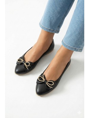 Nmoda Kadın Kurdele Detaylı Ortopedik Babet Ayakkabı Hafif Taban Günlük Şık Rahat Model