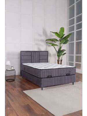 Kilim Mobilya Premium Bamboo Sleepy Üçlü Set Gri (Baza Başlık Yatak)