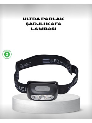 Tuncel Store Gece Balıkçılığı Için Parlak Şarjlı Kafa Lambası | 4 Işık Modu + USB Şarj