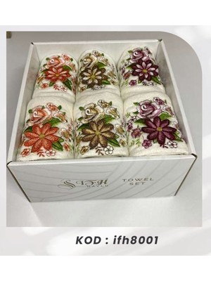 Bilmar 3 D Nakışlı Kadife Analı Kızlı Yüz ve Mutfak Havlusu 3+3 6 Lı Set