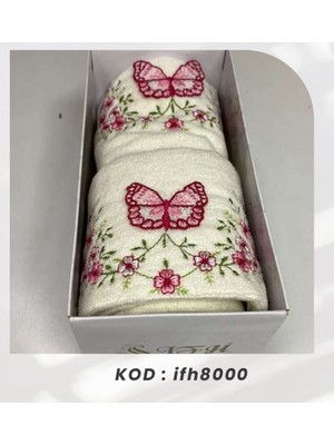 Bilmar 3 D Nakışlı Kadife Analı Kızlı Yüz ve Mutfak Havlusu 1+1 2 Li Set