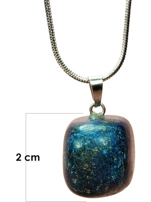 Royaleks Lapis Lazuri Doğal Taşı Zincirli El Yapımı Kolye Uç: 2 cm Zincir: 20 cm Kutulu