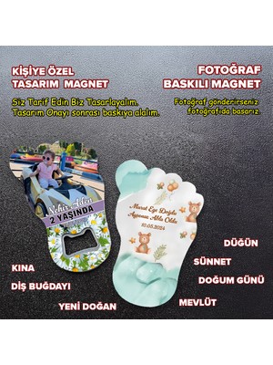 Ayak Şekilli Açacak Magnet 10 Adet (Düğün, Kına, Sünnet, Doğum Günü, Yeni Doğan, Mevlüt)