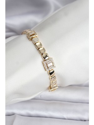Nehir 14K Gold Renk Kaplama Zirkon Taşlı cm Kadın Bileklik