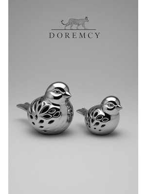 Doremcy 2’li Kuş Biblo Seti – Dekoratif Masaüstü ve Ev Ofis Süs Eşyası Hediyelik (Büyük & Küçük Boy)