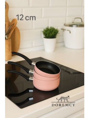 Doremcy 12 cm 3’lü Mini Tava Seti Sütlük, Wok ve Sos Tavası | Teflon Yapışmazbebek Maması Için Uygun
