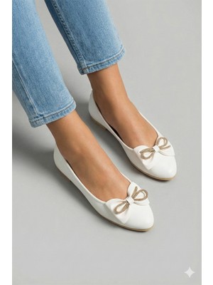 Nmoda Kadın Kurdele Detaylı Ortopedik Babet Ayakkabı Hafif Taban Günlük Şık Rahat Model