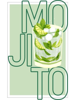 Fuart.Co Taze Mojito Dijital Baskı Poster (Çerçevesiz) Kofu