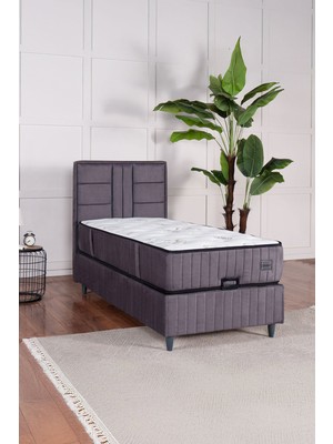 Kilim Mobilya Premium Bamboo Sleepy Üçlü Set Gri (Baza Başlık Yatak)