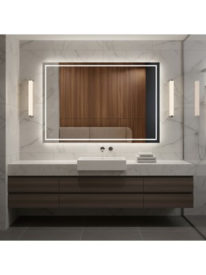 Aypars Atölye Minimal Çerçeveli LED Işıklı Dikdörtgen Ayna – Modern Banyo & Duvar Aynası