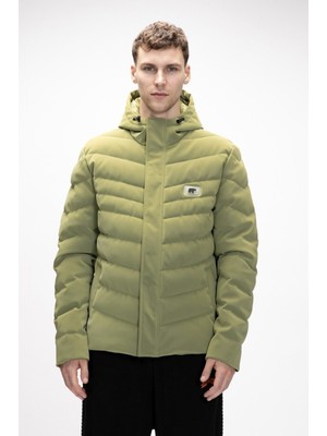 Bad Bear Barcelona Soluk Yeşil Puffer Kapüşonlu Erkek Mont