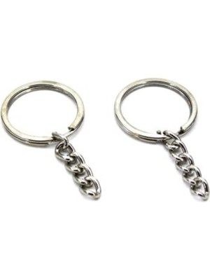 Orhan Çanta Zincirli Gümüş Metal Anahtarlık Halkası 25 Adet