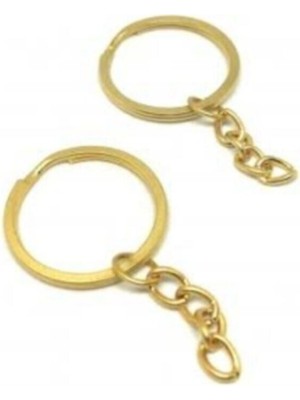 Orhan Çanta 50 Adet Gold Ezme Anahtarlık Halkası - 2.5 cm Metal Halka Zincirli Montaj Seti - Modern Makrome Aparatı