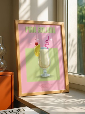 Fuart.Co Neon Pina Colada Dijital Baskı Poster (Çerçevesiz) Kofu