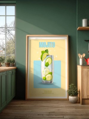 Fuart.Co Pırıltılı Mojito Dijital Baskı Poster (Çerçevesiz) Kofu