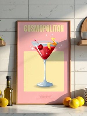 Fuart.Co Pembe Kozmopolit Dijital Baskı Poster (Çerçevesiz) Kofu
