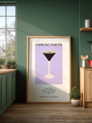 Fuart.Co Kafein Martini Dijital Baskı Poster (Çerçevesiz) Kofu
