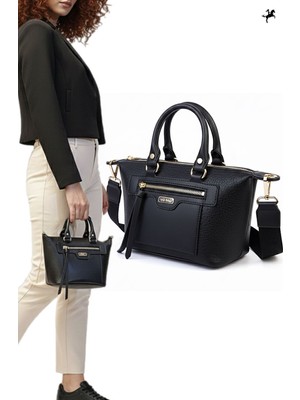 Nas Bag Yeni Sezon Kadın  El ve Omuz Askılı Çapraz Postacı Çanta -Siyah