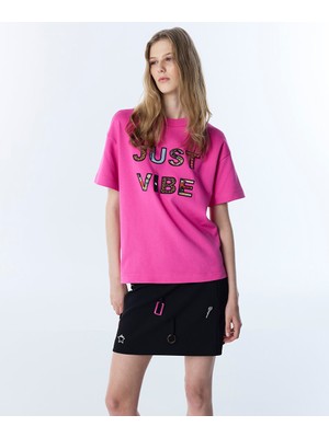 Twist Desenli Slogan Nakışlı Tişört TS1260070051004